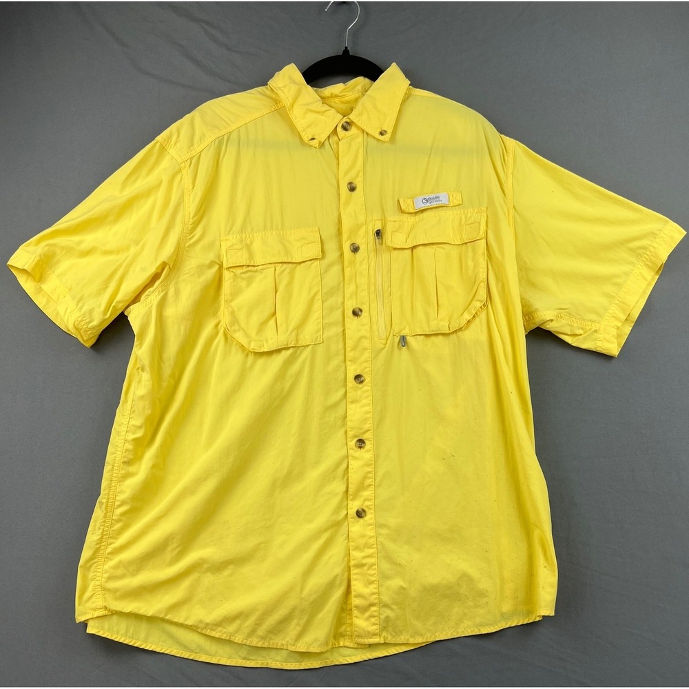 Guide Series Fishing Shirt Mens XL Short Sleeve Vented Yellow Utility Fair